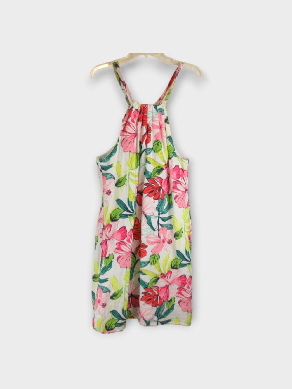 Tommy Bahama Hibis-Sketch Linen Halter Shift Dress Size M